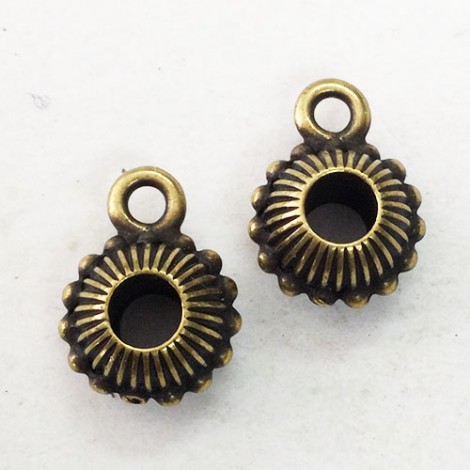 11x7mm TierraCast Beaded Crown Bail w/5mm hole -  Brass Oxide - Pack of 2