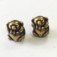 11mm TierraCast Euro Style Bear Beads with 4mm hole - Brass Oxide - Pack of 2