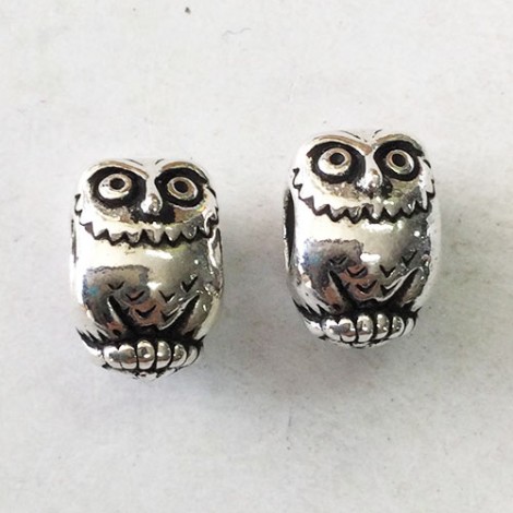 11mm TierraCast Euro Style Owl Beads w/4mm hole - Antique Silver - Pack of 2 11mm TierraCast Euro Style Owl Beads w/4mm hole - Antique Silver - Pack of 2