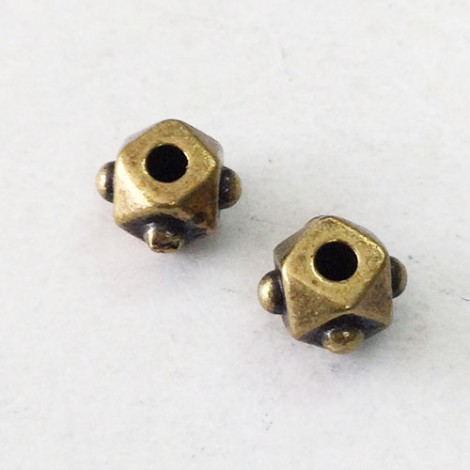 5mm TierraCast Faceted Cube Beads - Brass Oxide - Pack of 10