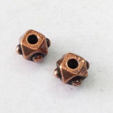 5mm TierraCast Faceted Cube Beads - Antique Copper Plated - Pack of 10
