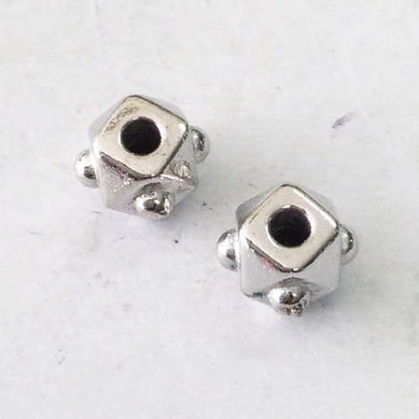 5mm TierraCast Faceted Cube Beads - Fine Silver Plated - Pack of 10