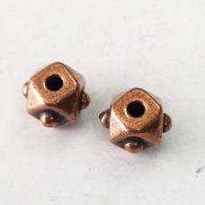 6mm TierraCast Faceted Cube Beads - Antique Copper Plated - Pack of 4