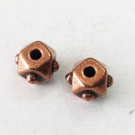 6mm TierraCast Faceted Cube Beads - Antique Copper Plated - Pack of 4