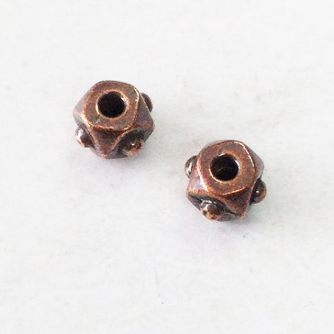 4mm TierraCast Faceted Cube Beads - Antique Copper Plated - Pack of 10