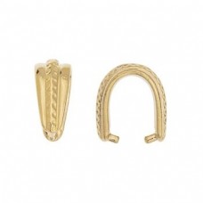 14mm TierraCast Large Hammertone Pinch Bails - Bright 22K Gold Plated - Each
