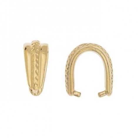 14mm TierraCast Large Hammertone Pinch Bails - Bright 22K Gold Plated - Each
