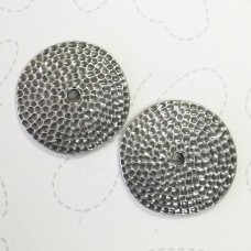 25mm (1") TierraCast Hammertone Disks w-2.5mm hole - Antique Pewter - Pack of 2