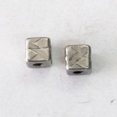 6mm TierraCast Medium R&R Cube Spacer Bead (2mm hole) - Antique Pewter - Pack of 2