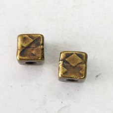 6mm TierraCast Medium R&R Cube Spacer Bead (2mm hole) - Brass Oxide Plated - Pack of 2