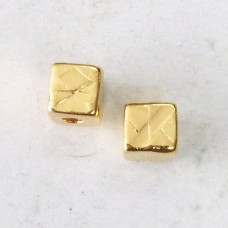 6mm TierraCast Medium R&R Cube Spacer Bead (2mm hole) - 22K Bright Gold Plated - Pack of 2