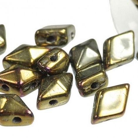 5x8mm Cz Diamonduo 2-Hole Beads - Brown Iris - 9gm