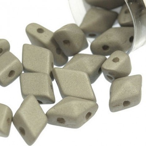 5x8mm Czech 2-Hole DiamonDuo Beads - Concrete Grey - 9gm