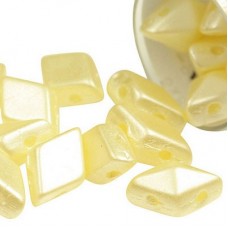 5x8mm Czech 2-Hole DiamonDuo Beads - Cream Airy Pearl - 9gm
