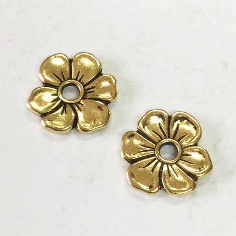 15mm TierraCast Apple Blossom Rivetables - 22K Gold Plated - Pack of 2