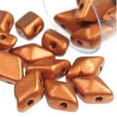 5x8mm Czech 2-Hole DiamonDuo Beads - Matte Copper - 9gm