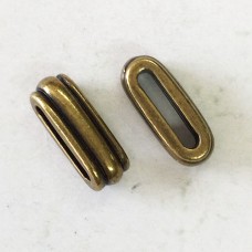 12x2mm ID TierraCast Deco Leather Slider Beads - ID 2.2x12mm - Brass Oxide - Pack of 2