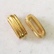 12x2mm ID TierraCast Deco Leather Slider Beads - ID 2.2x12mm - Bright 22K Gold Plated - Pack of 2