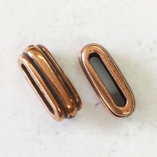 12x2mm ID TierraCast Deco Leather Slider Beads - ID 2.2x12mm - Antique Copper Plated - Pack of 2