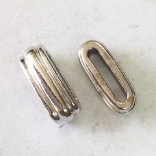 12x2mm ID TierraCast Deco Leather Slider Beads - ID 2.2x12mm - Bright Rhodium Silver Plated - Pack of 2