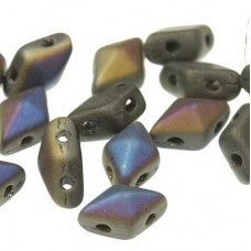 5x8mm Cz Diamonduo 2-Hole Beads - Jet Azuro Matte - 9gm