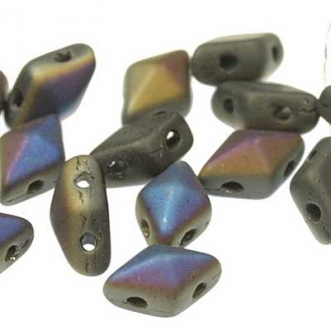 5x8mm Cz Diamonduo 2-Hole Beads - Jet Azuro Matte - 9gm