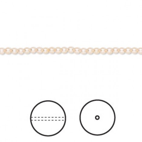 2mm Swarovski 5810 Crystal Pearls with .65mm hole - Peach - Pack of 50 2mm Swarovski 5810 Crystal Pearls with .65mm hole - Peach - Pack of 50