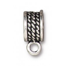 8mm TierraCast Rope Bail with Loop - Antique Fine Silver Plated - Pack of 2