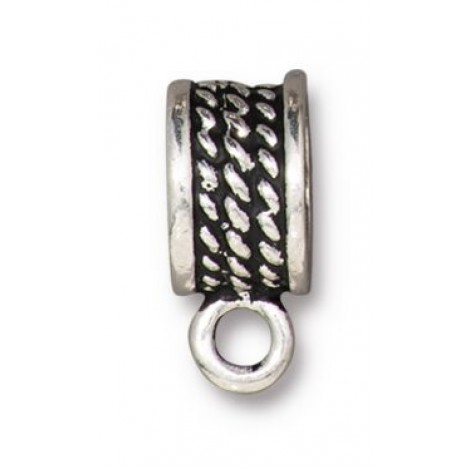 8mm TierraCast Rope Bail with Loop - Antique Fine Silver Plated - Pack of 2