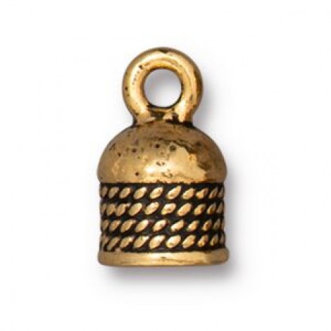 5mm ID TierraCast Rope Cord Ends - Antique 22K Gold Plated - Pack of 2