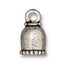 6mm ID TierraCast Palace Cord Crimp Ends - Antique Fine Silver Plated - Pack of 2