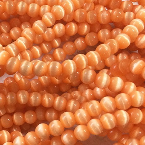 5mm Light Orange Cats Eye Optic Fibre Beads