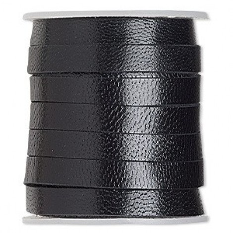 5mm Black Indian Flat Soft Leather Cord