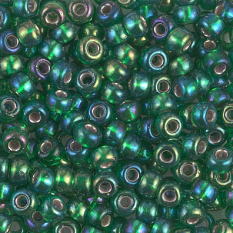 6/0 Miyuki Seed Beads - Silverlined Green AB - 20gm 6/0 Miyuki Seed Beads - Silverlined Green AB - 20gm