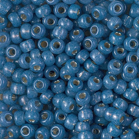 6/0 Miyuki Seed Beads - Dyed Dark Sky Blue Silverlined Alabaster - 20gm