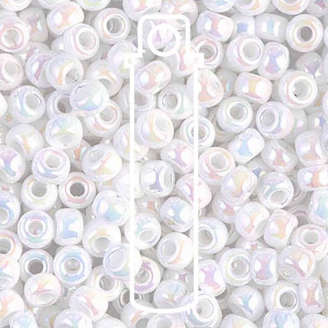 6/0 Miyuki Seed Beads - Opaque White AB - 20gm