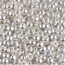 6/0 Miyuki Seed Beads - Bright Sterling Plated - 10gm