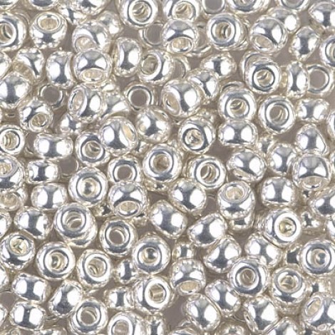 6/0 Miyuki Seed Beads - Bright Sterling Plated - 10gm