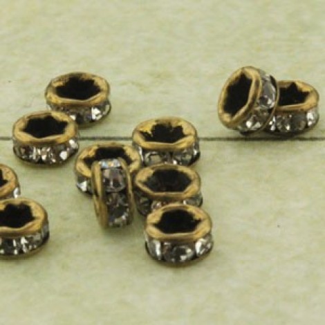 4mm Vintage Style Ant Brass Crystal Rhinestone Rondelles - Pack of 10 4mm Vintage Style Ant Brass Crystal Rhinestone Rondelles - Pack of 10