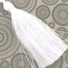 77mm Turkish Silk Thread Long Tassels - White