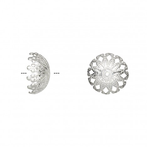 12mm Silver Plated Filigree Beadcaps - Pack of 10