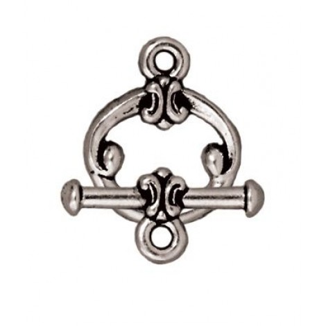 12mm TierraCast Classic Toggle Clasp - Antique Fine Silver Plated