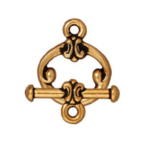 12mm TierraCast Classic Toggle Clasp - Antique 22K Gold Plated
