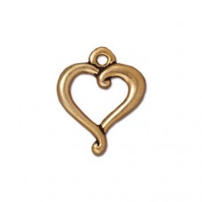16mm TierraCast Jubilee Heart Drops - 22K Gold Plate - Pack of 2