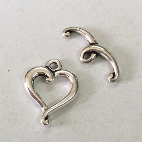 TierraCast Jubilee Heart Toggle Clasp - Fine Silver Plated - Per set