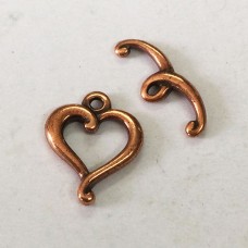 TierraCast Jubilee Heart Toggle Clasp - Antique Copper Plated - Per set