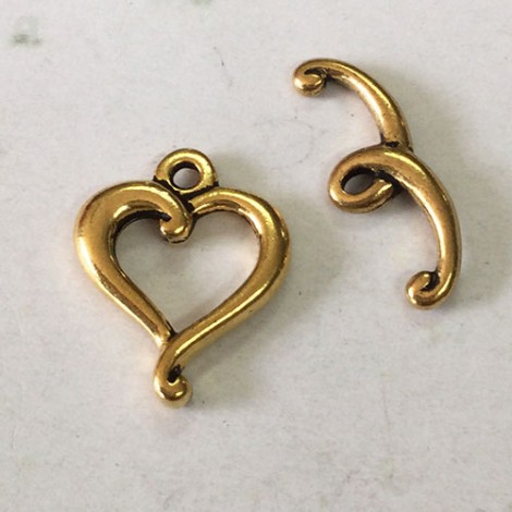 TierraCast Jubilee Heart Toggle Clasp - 22K Gold Plated - Per set