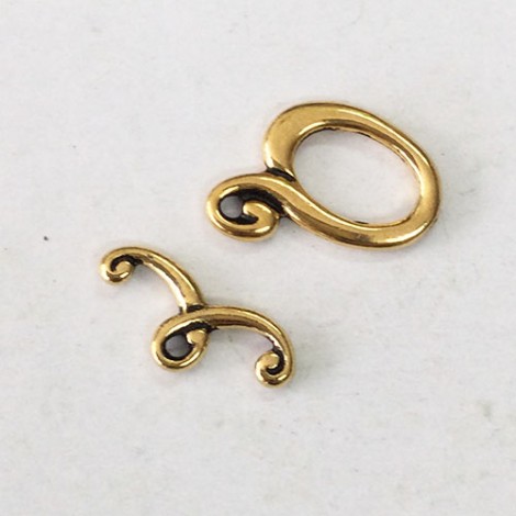 15mm TierraCast Melody Toggle Clasp Set - Antique Gold - per set