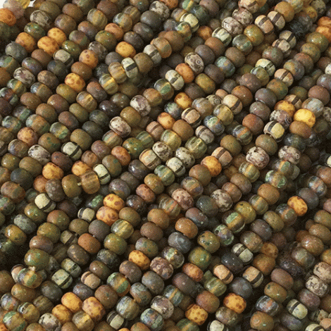 6/0 Czech Limited Edition Seed Beads - Aged Rustic Bear Striped Mix - Per Strand