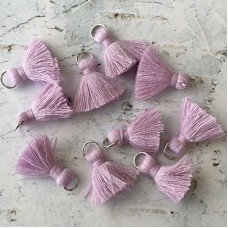 20mm Cotton Mini Tassels with Silver Jumpring - Pack of 10 - Pale Lilac/Silver
